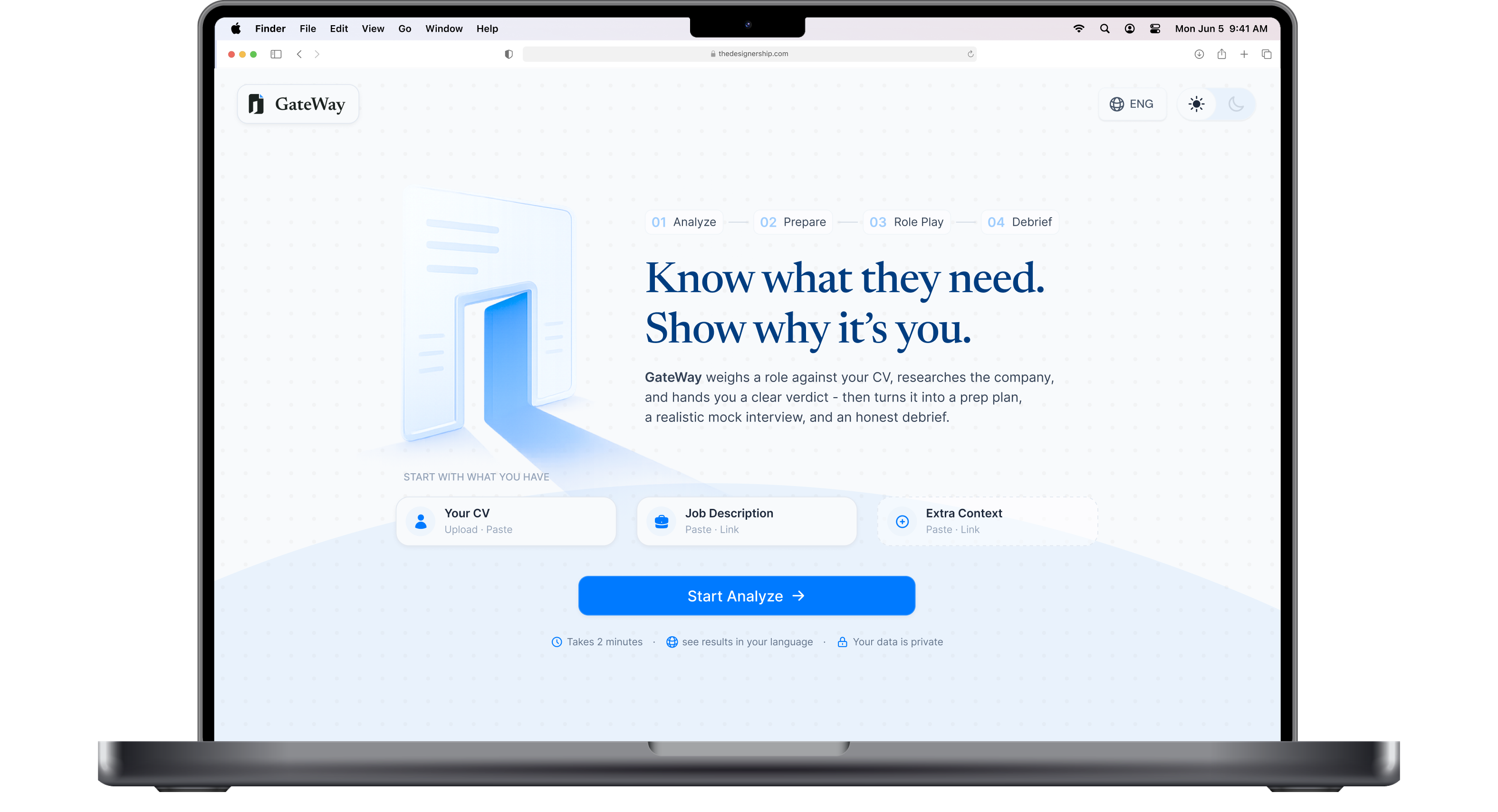 GateWay landing page shown on a MacBook