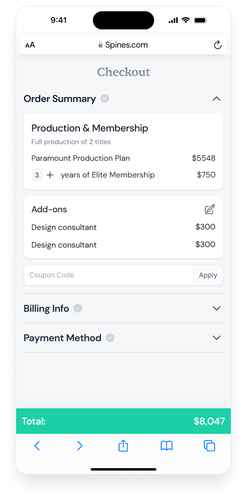 Checkout, order summary