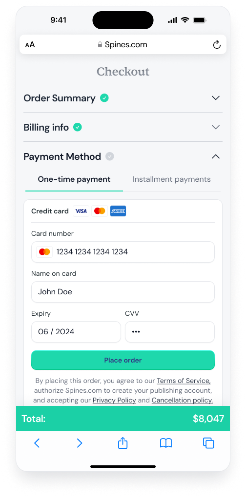 Checkout, payment method